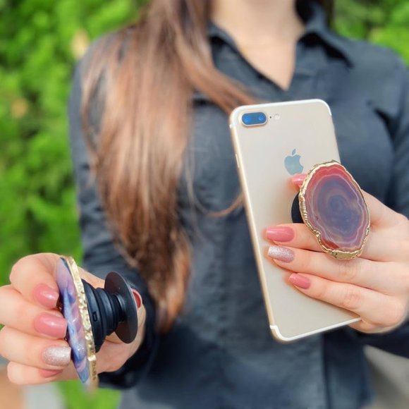 Genuine White Quartz Popsocket for Cell Phone - Picture 2 of 10